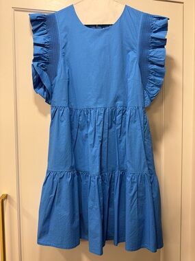 English Factory Bright Blue Tiered Ruffle Sleeve Dress